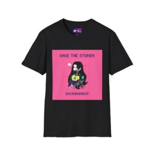 T-Shirt — "Sage the Stoner" Anime Girl Graphic Tee (Pink Square)